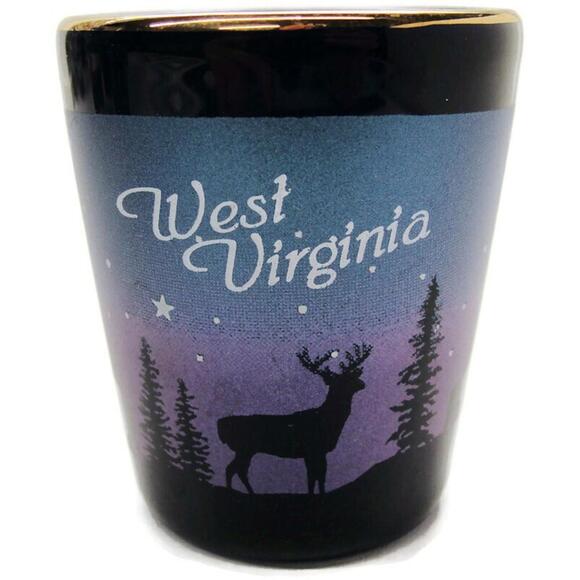 West Virginia Deer Night Scene Shot Glass Man Cave Bar Novelty - Picture 2 of 11